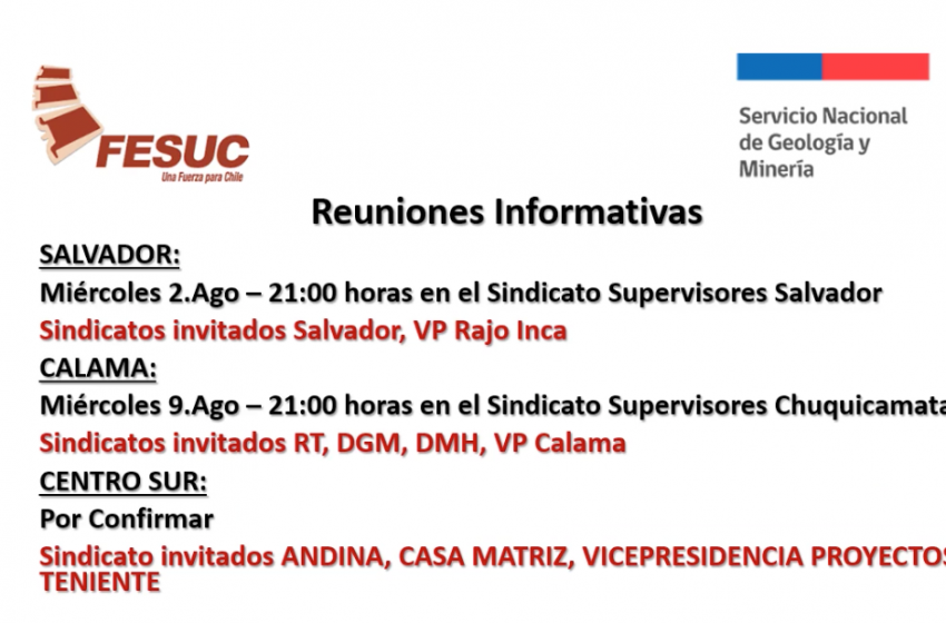  Invitación a reunión informativa para postular a Curso Sernageomin